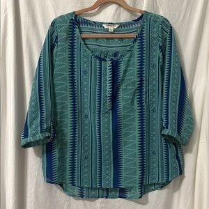 Tantrums Blue Relaxed 3/4 Sleeve Tunic